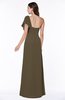 Modern A-line Asymmetric Neckline Short Sleeve Floor Length Plus Size Bridesmaid Dresses