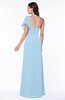 Modern A-line Asymmetric Neckline Short Sleeve Floor Length Plus Size Bridesmaid Dresses