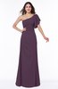Modern A-line Asymmetric Neckline Short Sleeve Floor Length Plus Size Bridesmaid Dresses