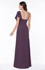 Modern A-line Asymmetric Neckline Short Sleeve Floor Length Plus Size Bridesmaid Dresses
