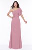 Modern A-line Asymmetric Neckline Short Sleeve Floor Length Plus Size Bridesmaid Dresses