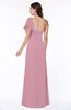 Modern A-line Asymmetric Neckline Short Sleeve Floor Length Plus Size Bridesmaid Dresses