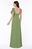 Modern A-line Asymmetric Neckline Short Sleeve Floor Length Plus Size Bridesmaid Dresses