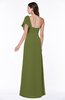 Modern A-line Asymmetric Neckline Short Sleeve Floor Length Plus Size Bridesmaid Dresses