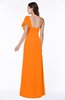 Modern A-line Asymmetric Neckline Short Sleeve Floor Length Plus Size Bridesmaid Dresses