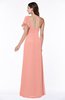 Modern A-line Asymmetric Neckline Short Sleeve Floor Length Plus Size Bridesmaid Dresses