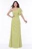 Modern A-line Asymmetric Neckline Short Sleeve Floor Length Plus Size Bridesmaid Dresses