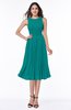 Modern A-line V-neck Sleeveless Tea Length Pleated Plus Size Bridesmaid Dresses