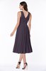 Modern A-line V-neck Sleeveless Tea Length Pleated Plus Size Bridesmaid Dresses