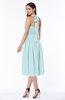 Cute Halter Sleeveless Half Backless Chiffon Tea Length Plus Size Bridesmaid Dresses