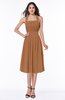 Cute Halter Sleeveless Half Backless Chiffon Tea Length Plus Size Bridesmaid Dresses