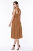 Cute Halter Sleeveless Half Backless Chiffon Tea Length Plus Size Bridesmaid Dresses
