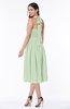 Cute Halter Sleeveless Half Backless Chiffon Tea Length Plus Size Bridesmaid Dresses