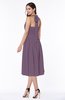 Cute Halter Sleeveless Half Backless Chiffon Tea Length Plus Size Bridesmaid Dresses