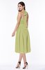 Cute Halter Sleeveless Half Backless Chiffon Tea Length Plus Size Bridesmaid Dresses