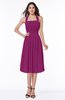 Cute Halter Sleeveless Half Backless Chiffon Tea Length Plus Size Bridesmaid Dresses