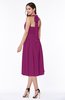 Cute Halter Sleeveless Half Backless Chiffon Tea Length Plus Size Bridesmaid Dresses