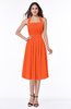 Cute Halter Sleeveless Half Backless Chiffon Tea Length Plus Size Bridesmaid Dresses