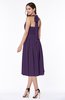 Cute Halter Sleeveless Half Backless Chiffon Tea Length Plus Size Bridesmaid Dresses