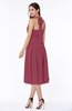 Cute Halter Sleeveless Half Backless Chiffon Tea Length Plus Size Bridesmaid Dresses
