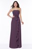 Mature Strapless Half Backless Chiffon Floor Length Flower Plus Size Bridesmaid Dresses