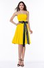 Classic A-line Strapless Knee Length Ruching Plus Size Bridesmaid Dresses
