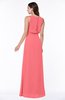 Modern A-line Jewel Chiffon Draped Plus Size Bridesmaid Dresses