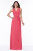 Plain A-line Halter Sleeveless Ribbon Plus Size Bridesmaid Dresses