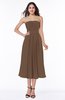 Mature A-line Chiffon Tea Length Pleated Plus Size Bridesmaid Dresses