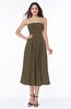 Mature A-line Chiffon Tea Length Pleated Plus Size Bridesmaid Dresses