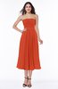 Mature A-line Chiffon Tea Length Pleated Plus Size Bridesmaid Dresses