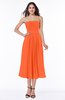Mature A-line Chiffon Tea Length Pleated Plus Size Bridesmaid Dresses