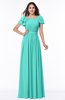 Elegant Scoop Short Sleeve Zip up Chiffon Plus Size Bridesmaid Dresses