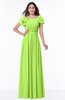 Elegant Scoop Short Sleeve Zip up Chiffon Plus Size Bridesmaid Dresses