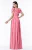 Elegant Scoop Short Sleeve Zip up Chiffon Plus Size Bridesmaid Dresses
