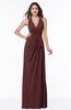 Classic Halter Sleeveless Zip up Chiffon Floor Length Plus Size Bridesmaid Dresses