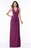 Classic Halter Sleeveless Zip up Chiffon Floor Length Plus Size Bridesmaid Dresses