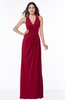 Classic Halter Sleeveless Zip up Chiffon Floor Length Plus Size Bridesmaid Dresses