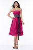 Romantic A-line Strapless Sleeveless Tea Length Plus Size Bridesmaid Dresses
