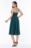 Romantic A-line Strapless Sleeveless Tea Length Plus Size Bridesmaid Dresses