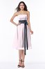 Romantic A-line Strapless Sleeveless Tea Length Plus Size Bridesmaid Dresses