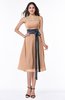 Romantic A-line Strapless Sleeveless Tea Length Plus Size Bridesmaid Dresses