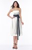 Romantic A-line Strapless Sleeveless Tea Length Plus Size Bridesmaid Dresses