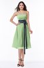 Romantic A-line Strapless Sleeveless Tea Length Plus Size Bridesmaid Dresses