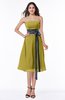 Romantic A-line Strapless Sleeveless Tea Length Plus Size Bridesmaid Dresses