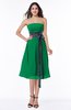 Romantic A-line Strapless Sleeveless Tea Length Plus Size Bridesmaid Dresses