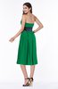 Romantic A-line Strapless Sleeveless Tea Length Plus Size Bridesmaid Dresses