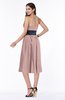 Romantic A-line Strapless Sleeveless Tea Length Plus Size Bridesmaid Dresses