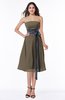 Romantic A-line Strapless Sleeveless Tea Length Plus Size Bridesmaid Dresses