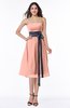 Romantic A-line Strapless Sleeveless Tea Length Plus Size Bridesmaid Dresses